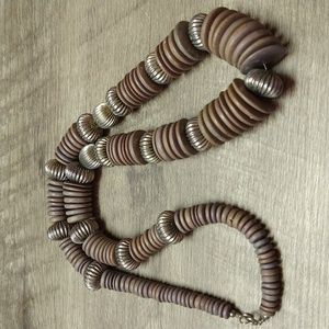 Boho Brown, Silvertone X- Long Necklace